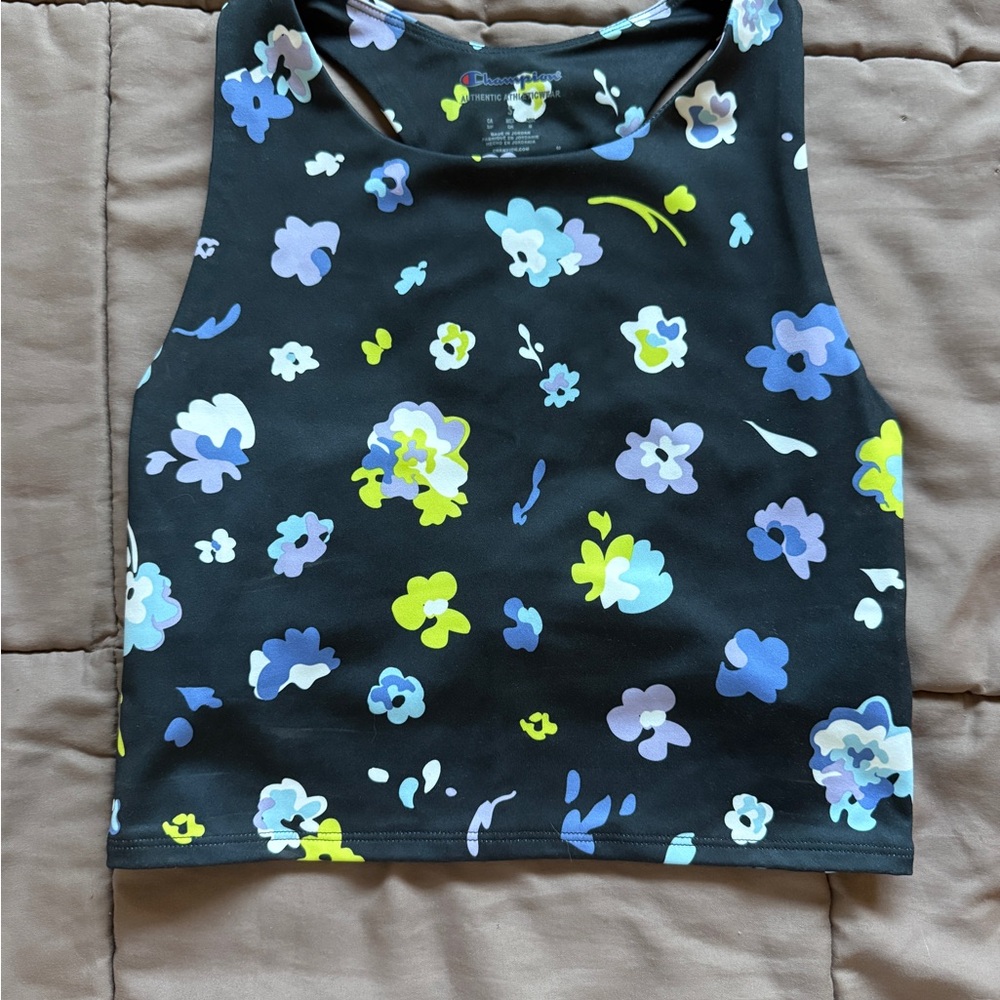 Champion Black Floral Crop Top